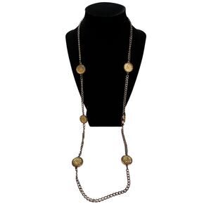 CHARMING CHARLIE Gold Tone Crystal Disc Station Necklace Statement Jewelry